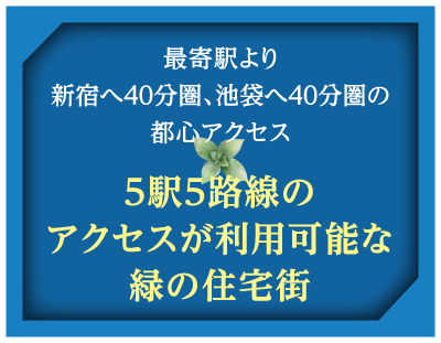 5駅5路線のアクセスが利用可能な緑の住宅街