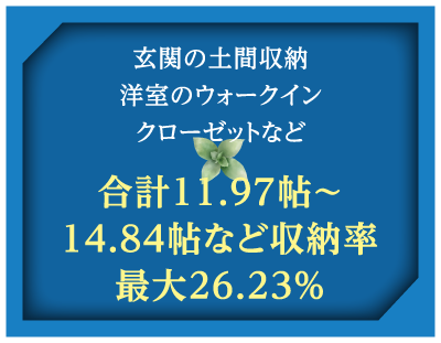 合計11.97帖～14.84帖など収納率最大26.23％